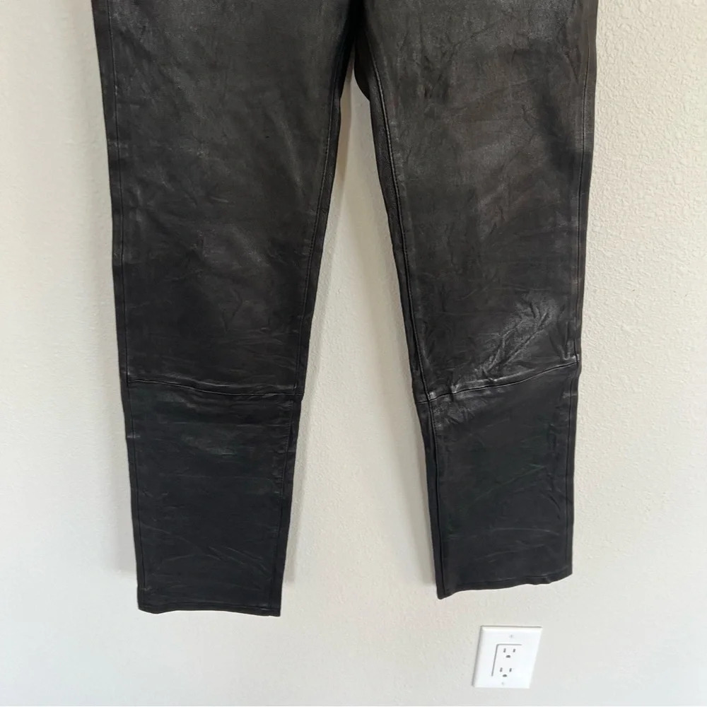 NWOT PAIGE Jacqueline Straight Jeans Black Leather Casual Biker Women’s Moto 27 - Picture 6 of 14